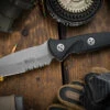 Microtech Socom Alpha Mini Fixed Blade Knife Black G10 3.75" Tanto Stonewash Apocalyptic Serrated 114M-11AP