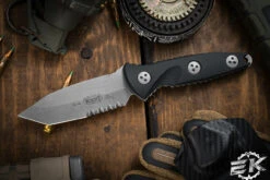Microtech Socom Alpha Mini Fixed Blade Knife Black G10 3.75" Tanto Stonewash Apocalyptic Serrated 114M-11AP