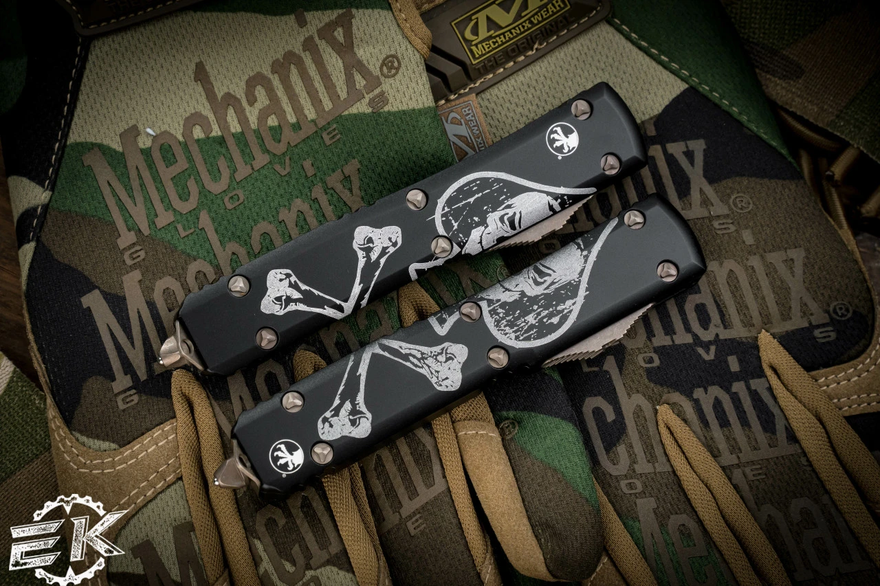 Microtech Ultratech Death Card Warhound/Hellhound Set 3.4" Bronze 119-13SET-DCS 4 Microtech Ultratech Death Card Warhound/Hellhound Set 3.4" Bronze 119-13SET-DCS - Image 2