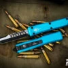 Microtech Ultratech Turquoise Hellhound OTF Automatic Knife 3.4" Black 119-1TQS