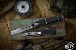 Microtech Ultratech Hellhound Razor OTF Automatic Knife 3.4" Stonewash 119R-10S