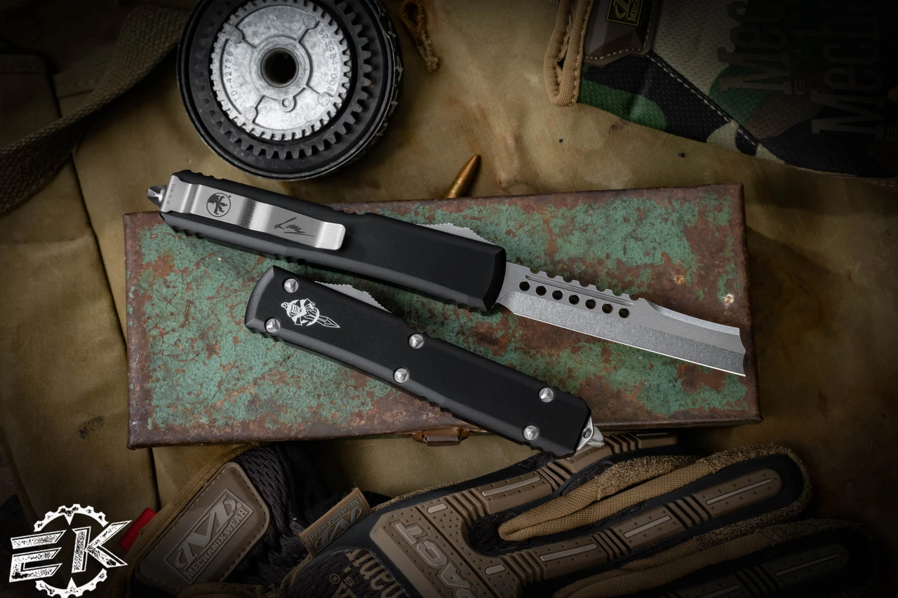 Microtech Ultratech Hellhound Razor OTF Automatic Knife 3.4" Stonewash 119R-10S 4 Microtech Ultratech Hellhound Razor OTF Automatic Knife 3.4" Stonewash 119R-10S - Image 2