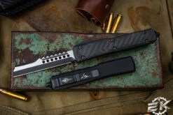 Microtech Ultratech Hellhound Razor Carbon Fiber OTF Automatic Knife 3.4" Black 119R-1CFS