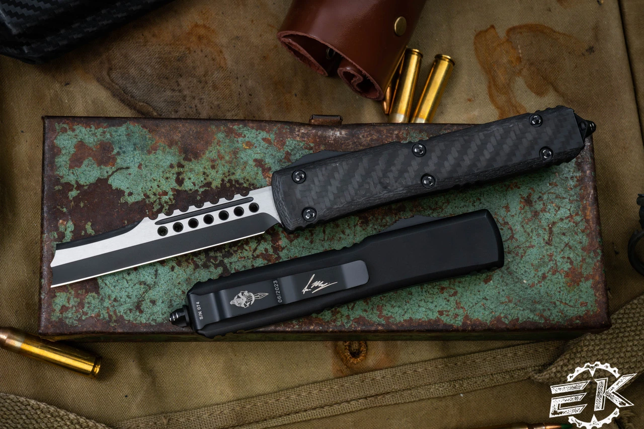 Microtech Ultratech Hellhound Razor Carbon Fiber OTF Automatic Knife 3.4" Black 119R-1CFS 3 Microtech Ultratech Hellhound Razor Carbon Fiber OTF Automatic Knife 3.4" Black 119R-1CFS