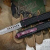 Microtech Ultratech Tri Grip Hellhound OTF Automatic Knife Black Cherry Hardware 3.4" Stonewash 119T-10BCEKS (EKnives EKclusive) -Southern Blades 119T 10 BCEKS 52423.1687819004