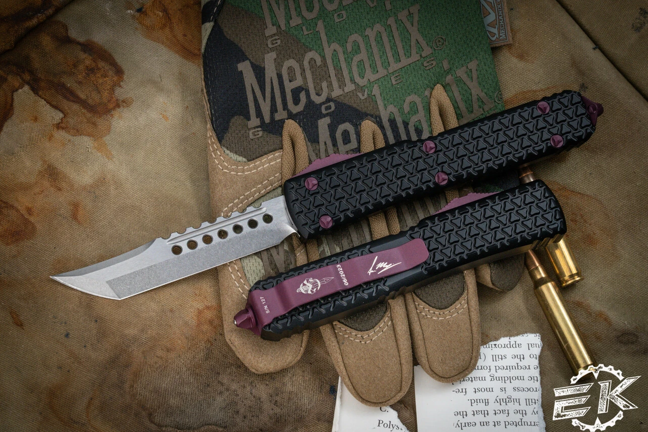 Microtech Ultratech Tri Grip Hellhound OTF Automatic Knife Black Cherry Hardware 3.4" Stonewash 119T-10BCEKS (EKnives EKclusive) 3 Microtech Ultratech Tri Grip Hellhound OTF Automatic Knife Black Cherry Hardware 3.4" Stonewash 119T-10BCEKS (EKnives EKclusive)