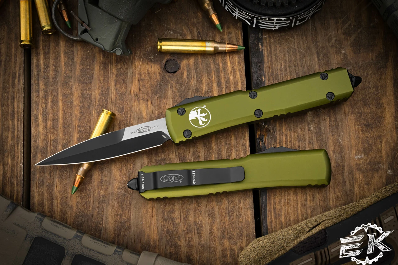 Microtech Ultratech OTF Automatic Knife OD Green 3.4" Bayonet Black 120-1OD 3 Microtech Ultratech OTF Automatic Knife OD Green 3.4" Bayonet Black 120-1OD