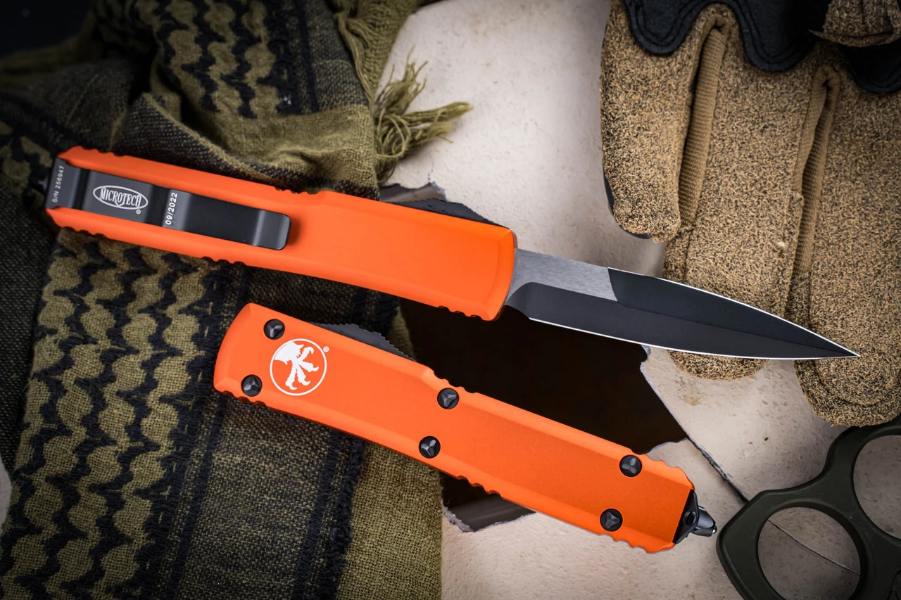 Microtech Ultratech OTF Automatic Knife Orange 3.4" Bayonet Black 120-1OR 4 Microtech Ultratech OTF Automatic Knife Orange 3.4" Bayonet Black 120-1OR - Image 2