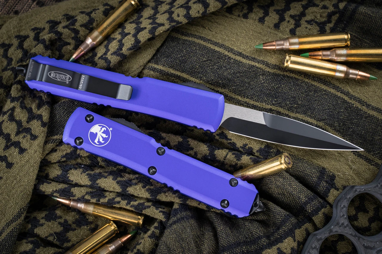 Microtech Ultratech OTF Automatic Knife Purple 3.4" Black Bayonet 120-1PU 4 Microtech Ultratech OTF Automatic Knife Purple 3.4" Black Bayonet 120-1PU - Image 2