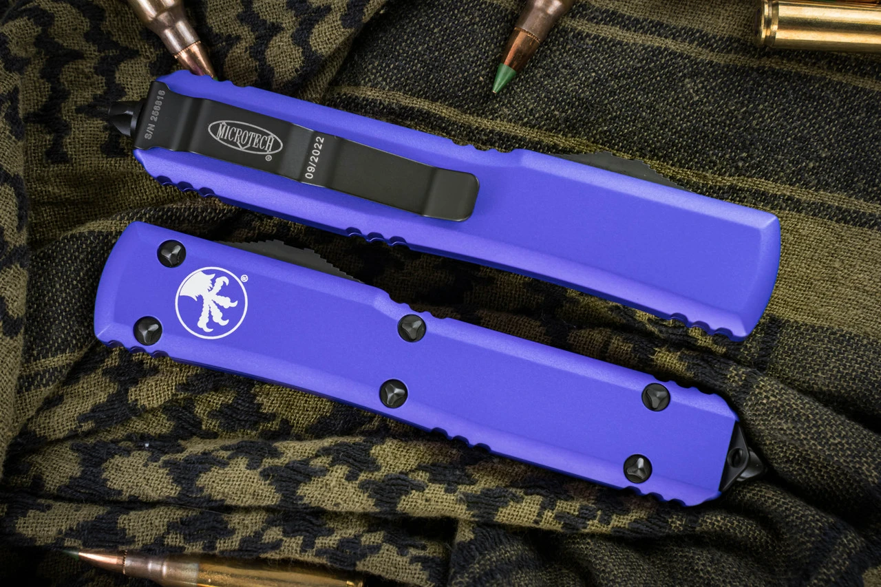 Microtech Ultratech OTF Automatic Knife Purple 3.4" Black Bayonet 120-1PU 5 Microtech Ultratech OTF Automatic Knife Purple 3.4" Black Bayonet 120-1PU - Image 3