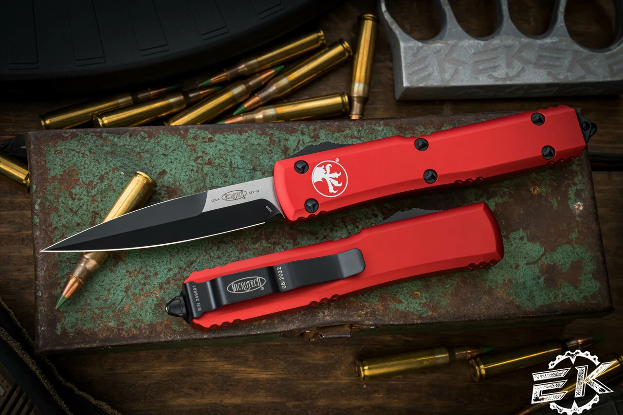 Microtech Ultratech OTF Automatic Knife Red 3" Bayonet Black 120-1RD 3 Microtech Ultratech OTF Automatic Knife Red 3" Bayonet Black 120-1RD