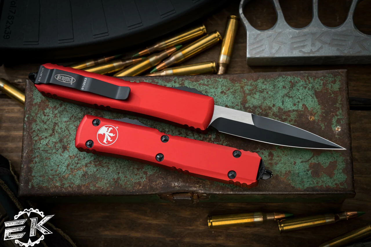 Microtech Ultratech OTF Automatic Knife Red 3" Bayonet Black 120-1RD 4 Microtech Ultratech OTF Automatic Knife Red 3" Bayonet Black 120-1RD - Image 2