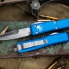 Microtech Ultratech OTF Automatic Knife Blue 3.4" Bayonet Satin 120-4BL