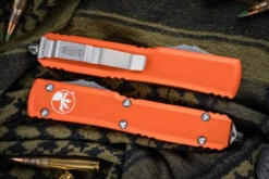 Microtech Ultratech OTF Automatic Knife Orange 3.4" Satin Bayonet 120-4OR -Southern Blades 120 4 OR Closed 70587.1664560529