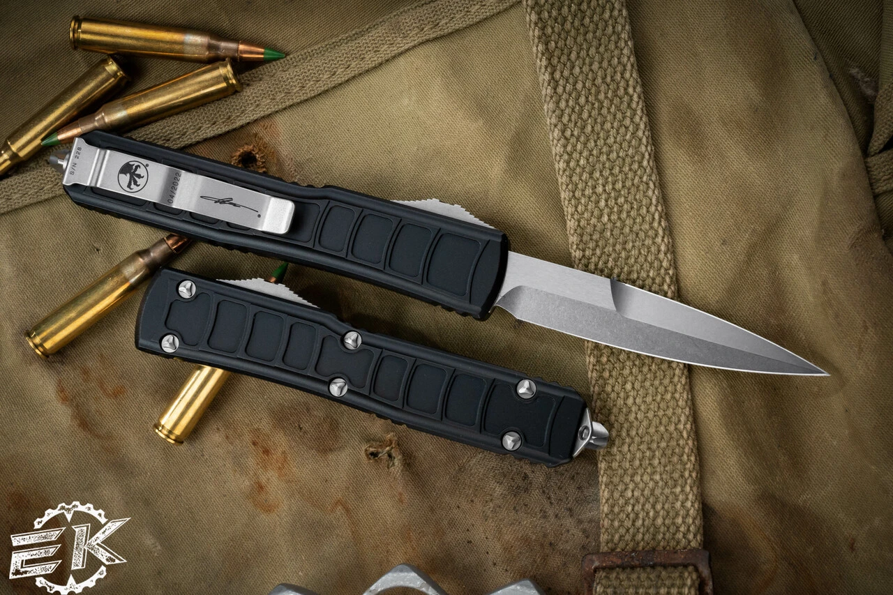 Microtech Ultratech II Stepside OTF Automatic Knife Black 3.4" Bayonet Stonewash 120II-10S 4 Microtech Ultratech II Stepside OTF Automatic Knife Black 3.4" Bayonet Stonewash 120II-10S - Image 2