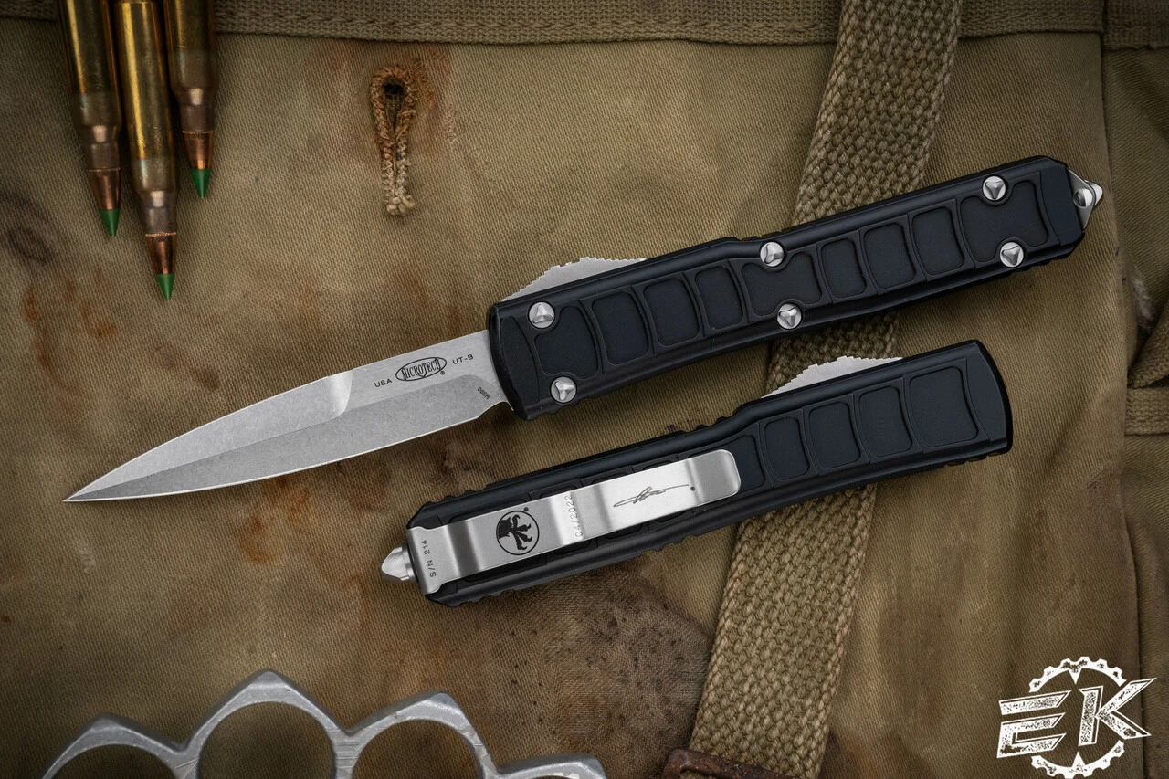 Microtech Ultratech II Stepside OTF Automatic Knife Black 3.4" Bayonet Stonewash 120II-10S 3 Microtech Ultratech II Stepside OTF Automatic Knife Black 3.4" Bayonet Stonewash 120II-10S
