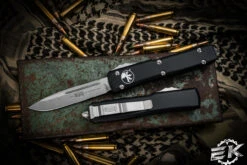 Microtech Ultratech OTF Automatic Knife Black 3.4" Drop Point Stonewash 121-10