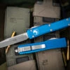 Microtech Ultratech OTF Automatic Knife Blue 3.4" Drop Point Stonewash 121-10BL