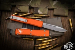 Microtech Ultratech OTF Automatic Knife Orange 3.4" Drop Point Stonewash 121-10OR -Southern Blades 121 10 OR 89986.1679156269