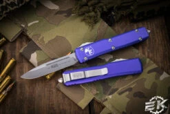 Microtech Ultratech Purple Aluminum OTF Knife 3.4" Drop Point Stonewash 121-10PU