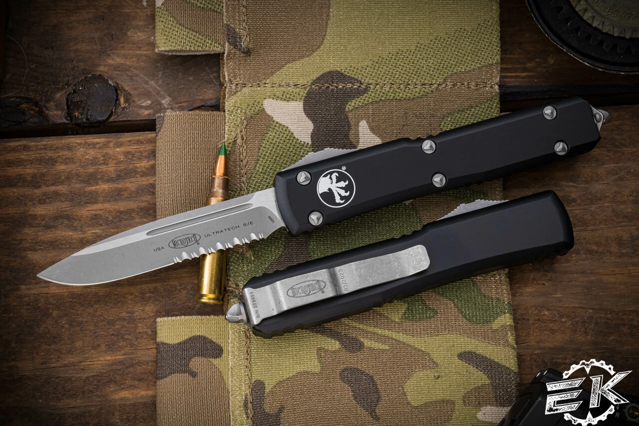 Microtech Ultratech OTF Automatic Knife 3.4" Drop Point Serrated Apocalyptic 121-11AP 3 Microtech Ultratech OTF Automatic Knife 3.4" Drop Point Serrated Apocalyptic 121-11AP