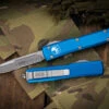 Microtech Ultratech OTF Automatic Knife Blue 3.4" Drop Point Stonewash Serrated 121-11BL 1 Microtech Ultratech OTF Automatic Knife Blue 3.4" Drop Point Stonewash Serrated 121-11BL -Southern Blades 121 11 BL 2 60124.1679159890