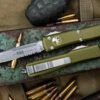 Microtech Ultratech OTF Automatic Knife OD Green 3.4" Drop Point Stonewash Serrated 121-11OD