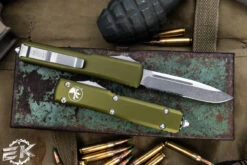 Microtech Ultratech OTF Automatic Knife OD Green 3.4" Drop Point Stonewash Serrated 121-11OD -Southern Blades 121 11 OD 89418.1684963325