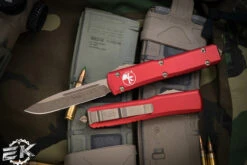 Microtech Ultratech OTF Automatic Knife Red 3.4" Bronze Drop Point 121-13RD