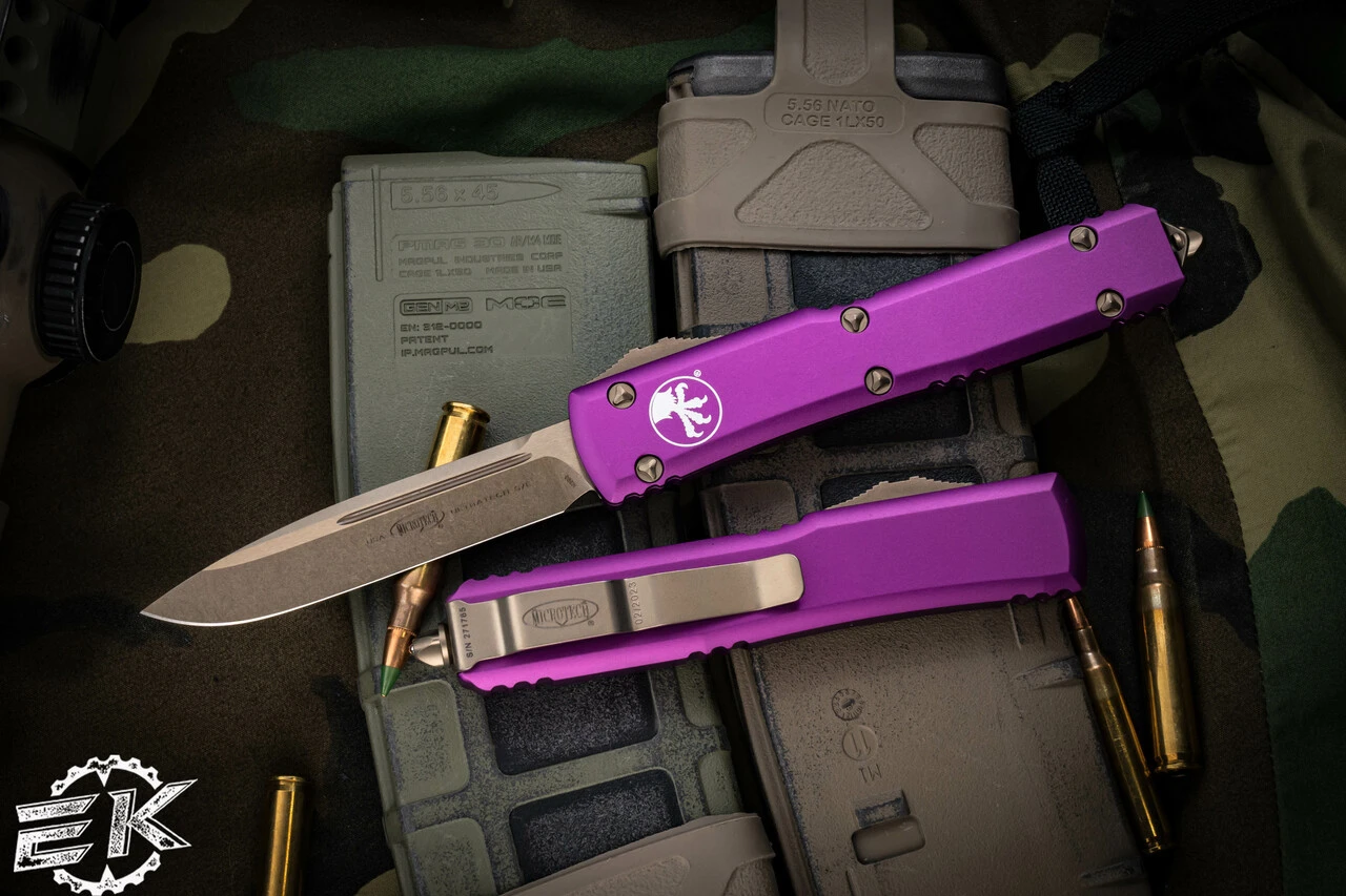 Microtech Ultratech OTF Automatic Knife Violet 3.4" Drop Point Bronze 121-13VI 3 Microtech Ultratech OTF Automatic Knife Violet 3.4" Drop Point Bronze 121-13VI