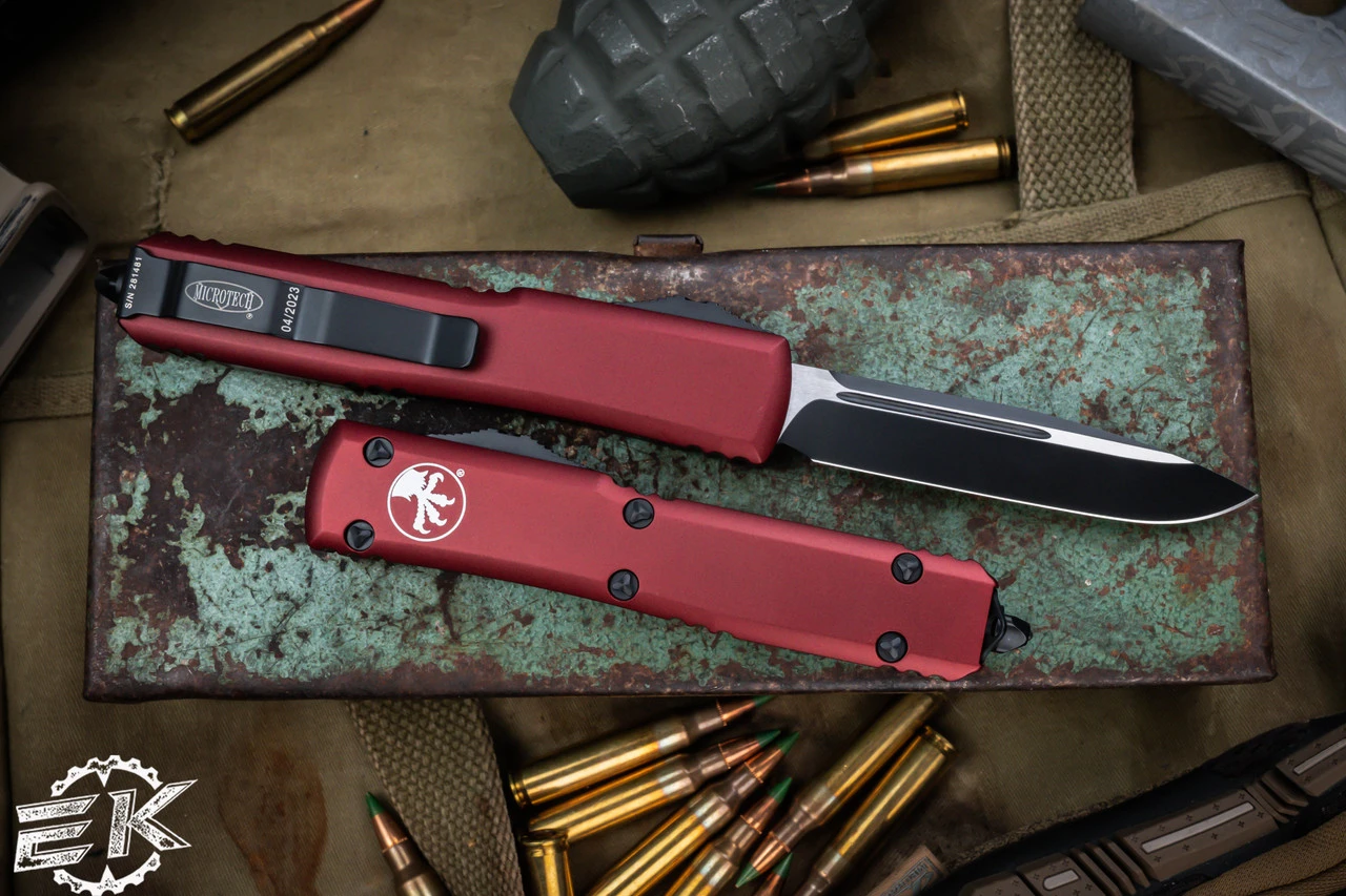 Microtech Ultratech OTF Automatic Knife Merlot Red 3.4" Drop Point Black 121-1MR 4 Microtech Ultratech OTF Automatic Knife Merlot Red 3.4" Drop Point Black 121-1MR - Image 2