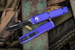 Microtech Ultratech OTF Automatic Knife Purple 3.4" Drop Point Black 121-1PU