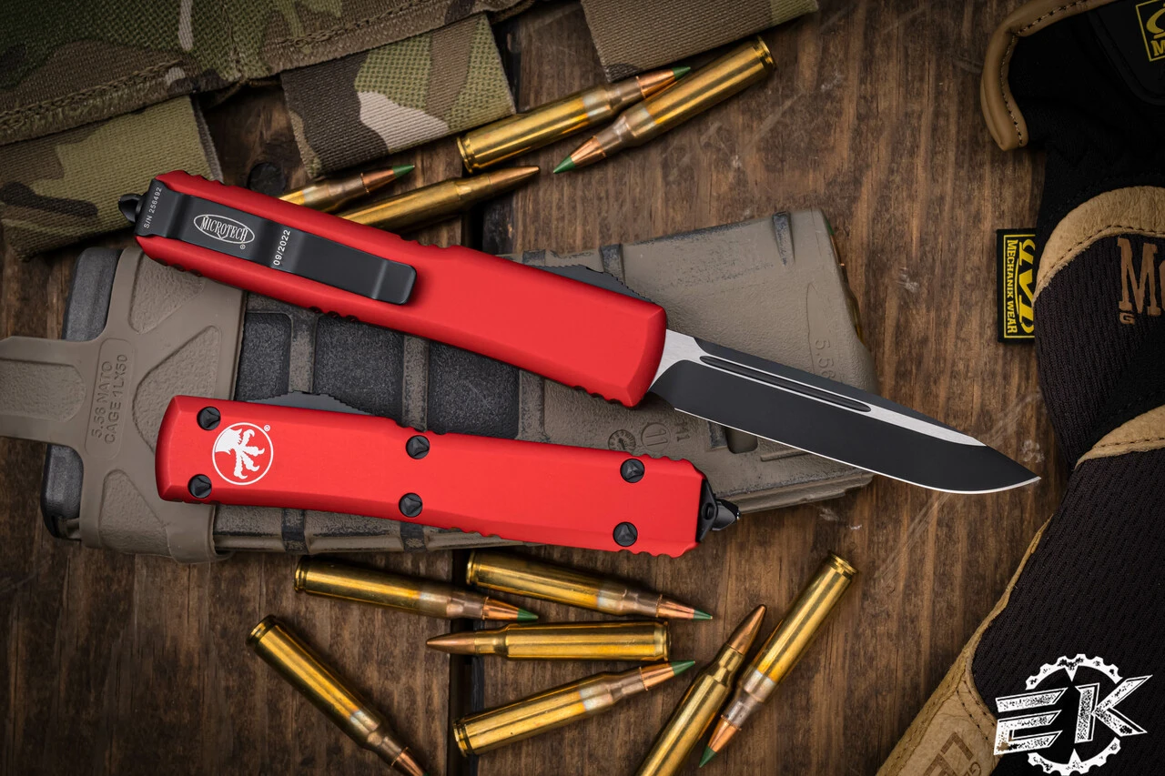 Microtech Ultratech OTF Automatic Knife Red 3.4" Black Drop Point 121-1RD 4 Microtech Ultratech OTF Automatic Knife Red 3.4" Black Drop Point 121-1RD - Image 2