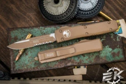Microtech Ultratech OTF Automatic Knife Tan Cerakote 3.4" Drop Point Serrated 121-2CTA