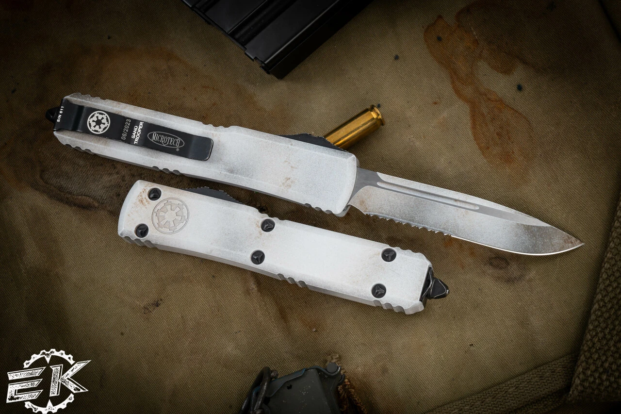 Microtech Ultratech "Sand Trooper" OTF Automatic Knife 3.4" Drop Point Serrated 121-2SAD 4 Microtech Ultratech "Sand Trooper" OTF Automatic Knife 3.4" Drop Point Serrated 121-2SAD - Image 2