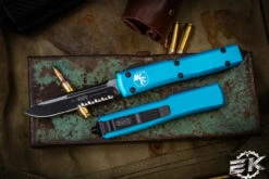Microtech Ultratech Turquoise OTF Automatic 3.4" Drop Point Black Serrated 121-2TQ