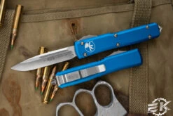 Microtech Ultratech OTF Automatic Knife Blue 3.4" Drop Point Satin 121-4BL