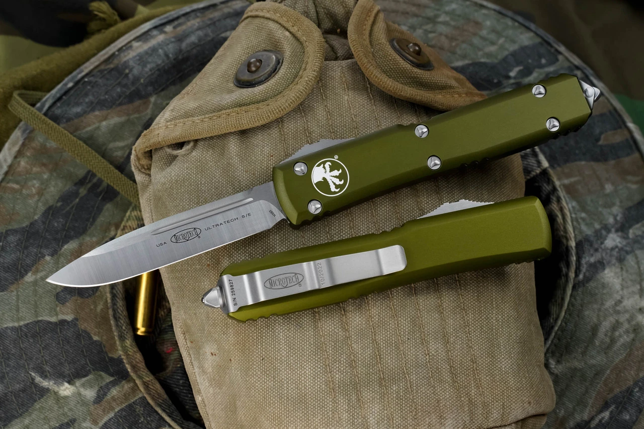 Microtech Ultratech OTF Automatic Knife OD Green 3.4" Satin Drop Point 121-4OD 3 Microtech Ultratech OTF Automatic Knife OD Green 3.4" Satin Drop Point 121-4OD