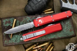 Southern Blades 39 Microtech Ultratech OTF Automatic Knife Red 3.4" Drop Point Satin Serrated 121-5RD
