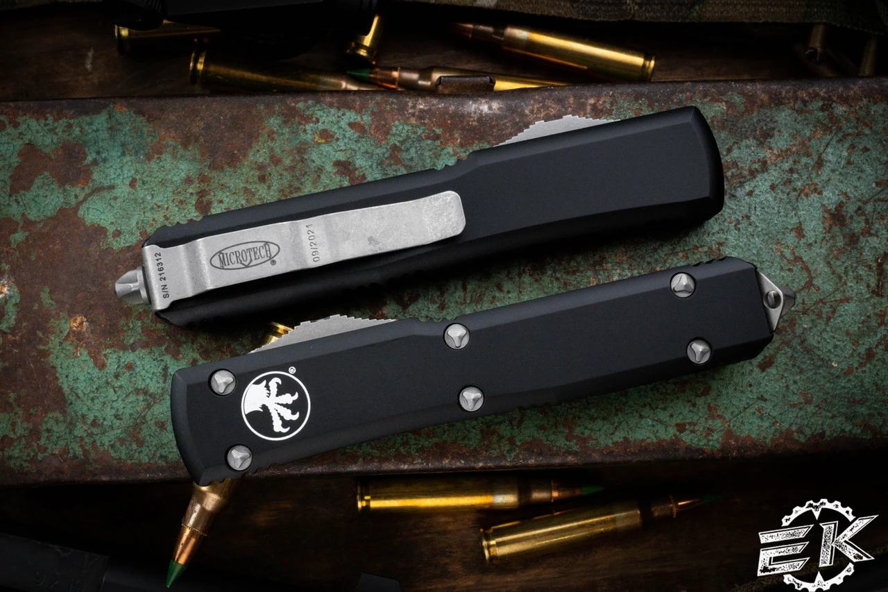 Microtech Ultratech OTF Automatic Knife 3.4" Dagger Apocalyptic 122-10AP 5 Microtech Ultratech OTF Automatic Knife 3.4" Dagger Apocalyptic 122-10AP - Image 3