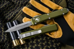 Microtech Ultratech OTF Automatic Knife OD Green 3.4" Drop Point Apocalyptic Stonewash 122-10APOD