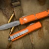 Microtech Ultratech Orange OTF Knife D/E 3.4" Apocalyptic Stonewash 122-10APOR
