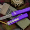Microtech Ultratech OTF Automatic Knife Purple 3.4" Dagger Apocalyptic Stonewash 122-10APPU