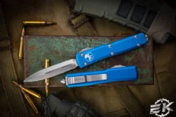 Microtech Ultratech Blue OTF Automatic 3.4" Dagger Stonewash 122-10BL