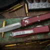 Microtech Ultratech OTF Automatic Knife Merlot Red 3.4" Dagger Stonewash 122-10MR