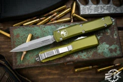 Microtech Ultratech OTF Automatic Knife OD Green 3.4" Dagger Stonewash 122-10OD