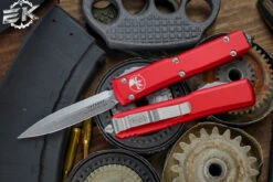 Microtech Ultratech Red OTF Automatic Knife 3.4" Dagger D/E Stonewash 122-10RD