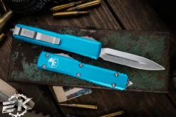 Microtech Ultratech OTF Automatic Knife Turquoise 3.4" Dagger Stonewash 122-10TQ