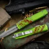 Microtech ZombieTech Ultratech Green/Red 3.4" Dagger Stonewash 122-10 Z