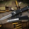 Microtech Ultratech OTF Automatic Knife Black 3.4" Dagger Stonewash Serrated 122-11